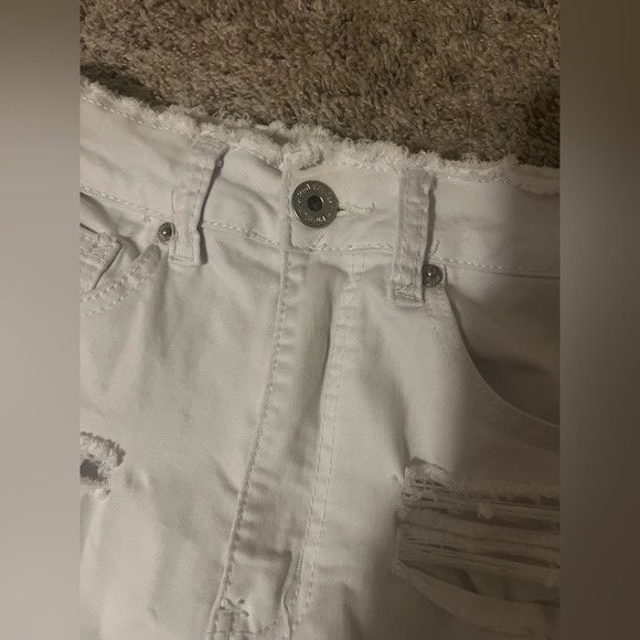 White Frayed Denim Women Shorts - Picture 3 of 7
